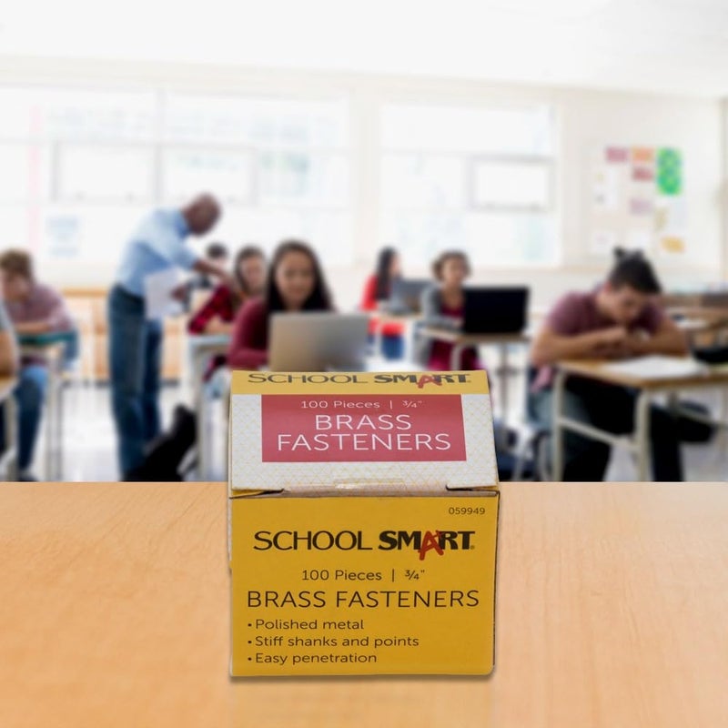 School Smart مثبتات نحاسية مطلية - 3/4 بوصة - علبة من 100 (059949) ، مارون - Image 2